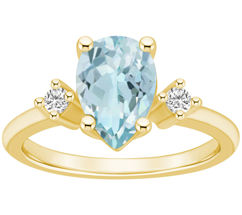 Affinity Gems Pear Aquamarine & Diamond Ring, 14K Gold — View 5