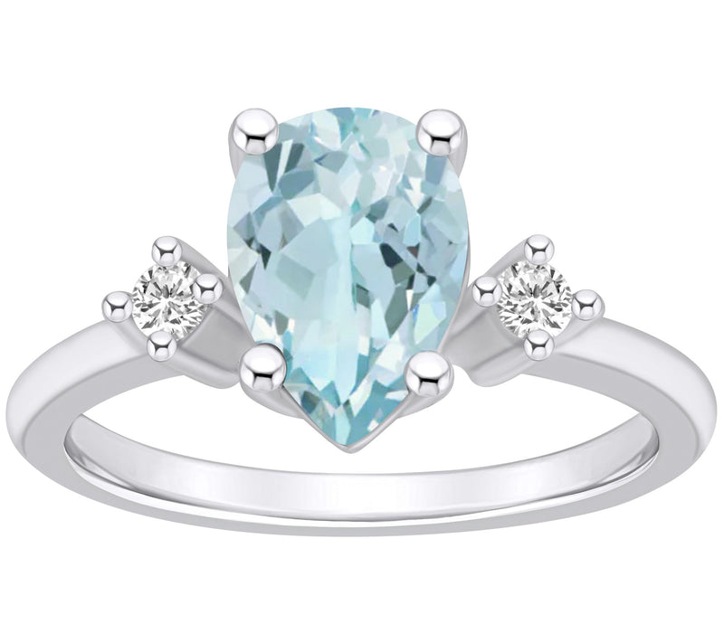 Affinity Gems Pear Aquamarine & Diamond Ring, 14K Gold — Main view
