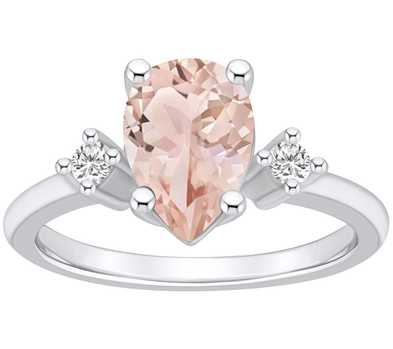 Affinity Gems Pear Morganite & Diamond Accent R ing, 14K Gold — View 5