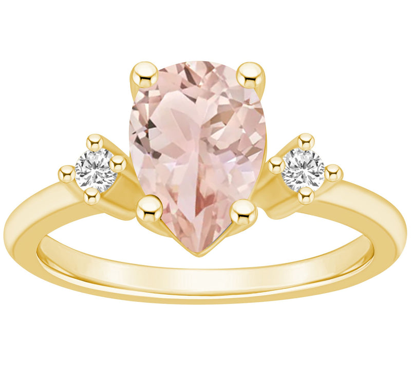 Affinity Gems Pear Morganite & Diamond Accent R ing, 14K Gold — View 7