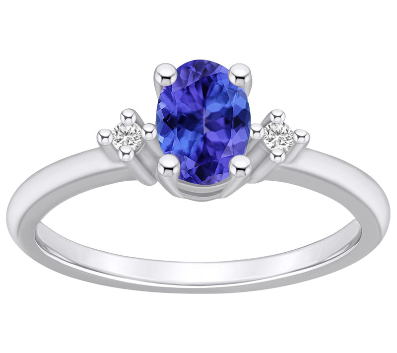 Affinity Gems Oval Gemstone & Diamond Ring, 14K White Gold — View 5