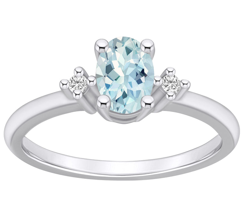 Affinity Gems Oval Gemstone & Diamond Ring, 14K White Gold — Main view