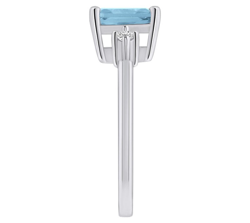 Affinity Gems Emerald Cut Aquamarine & Diamond Ring, 14K Gold — View 7