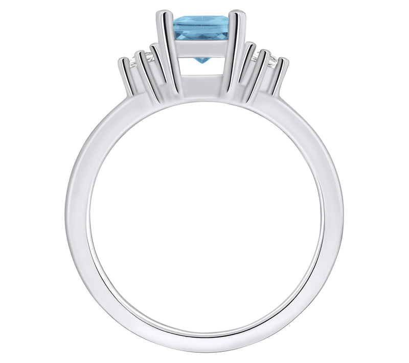 Affinity Gems Emerald Cut Aquamarine & Diamond Ring, 14K Gold — View 6