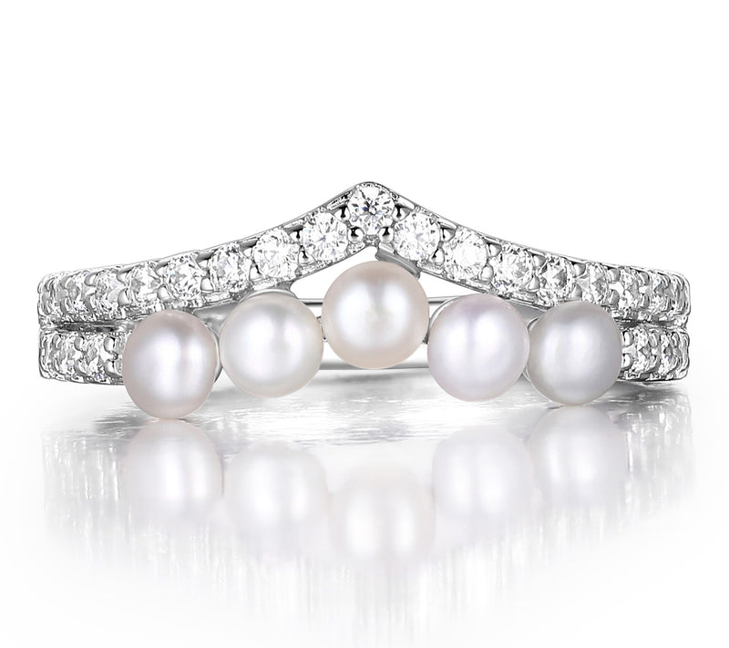 Diamonique Cultured Pearl Ring, Sterling Silver — View 4