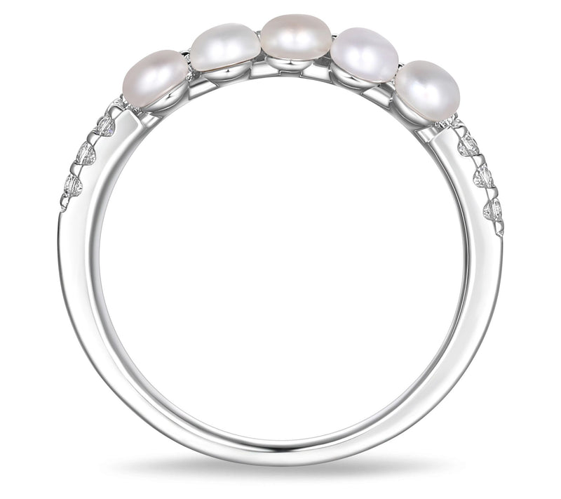 Diamonique Cultured Pearl Ring, Sterling Silver — View 5
