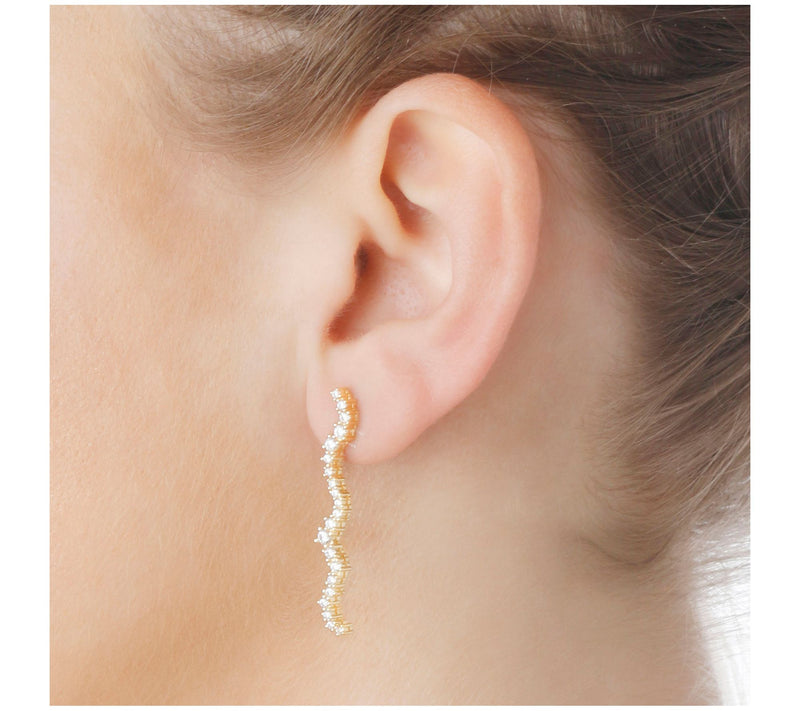 Diamonique 0.65 cttw Wave Design Earrings, Sterling Silver — View 7