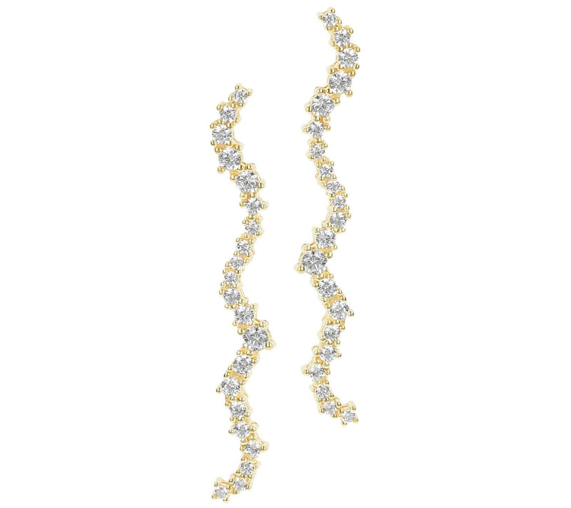 Diamonique 0.65 cttw Wave Design Earrings, Sterling Silver — View 5