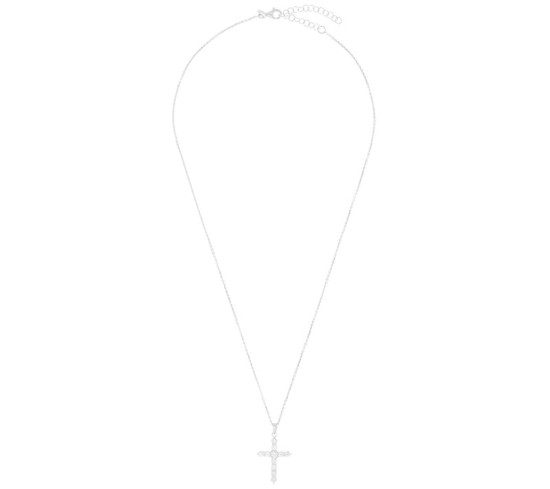 Diamonique 1.50 cttw Cross Pendant w/ Chain, Sterling Silver — View 12