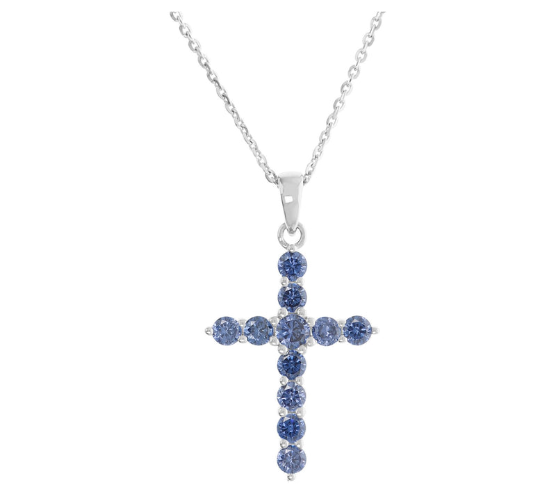 Diamonique 1.50 cttw Cross Pendant w/ Chain, Sterling Silver — View 9