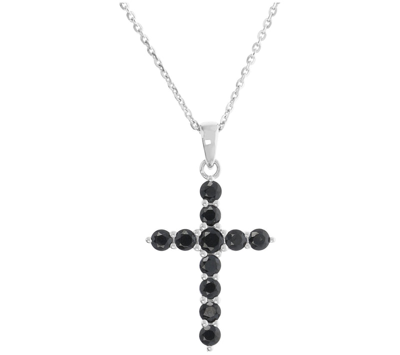 Diamonique 1.50 cttw Cross Pendant w/ Chain, Sterling Silver — View 5
