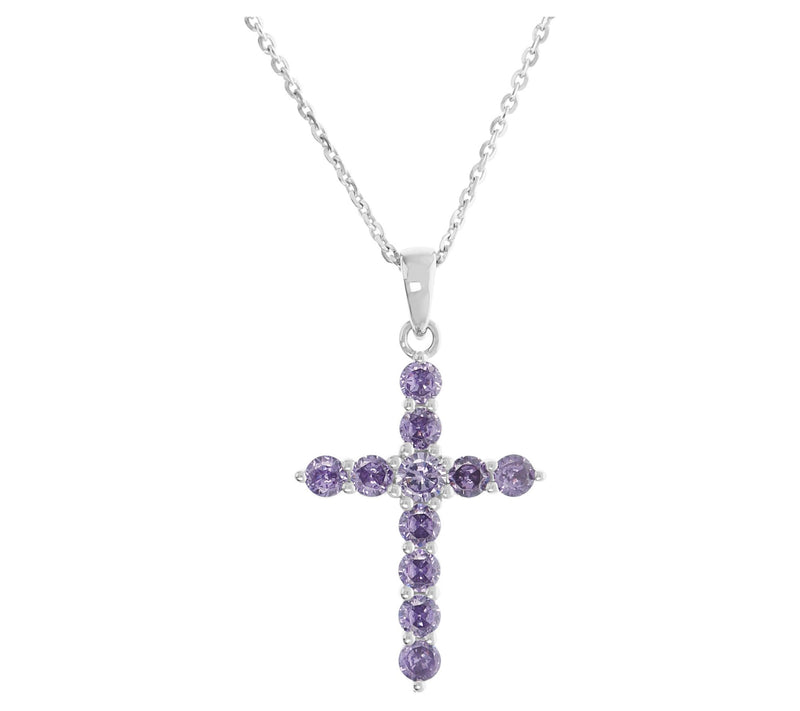 Diamonique 1.50 cttw Cross Pendant w/ Chain, Sterling Silver — View 11