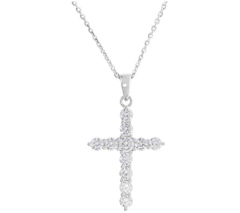 Diamonique 1.50 cttw Cross Pendant w/ Chain, Sterling Silver — View 7