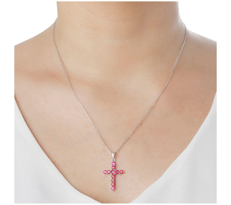 Diamonique 1.50 cttw Cross Pendant w/ Chain, Sterling Silver — View 13