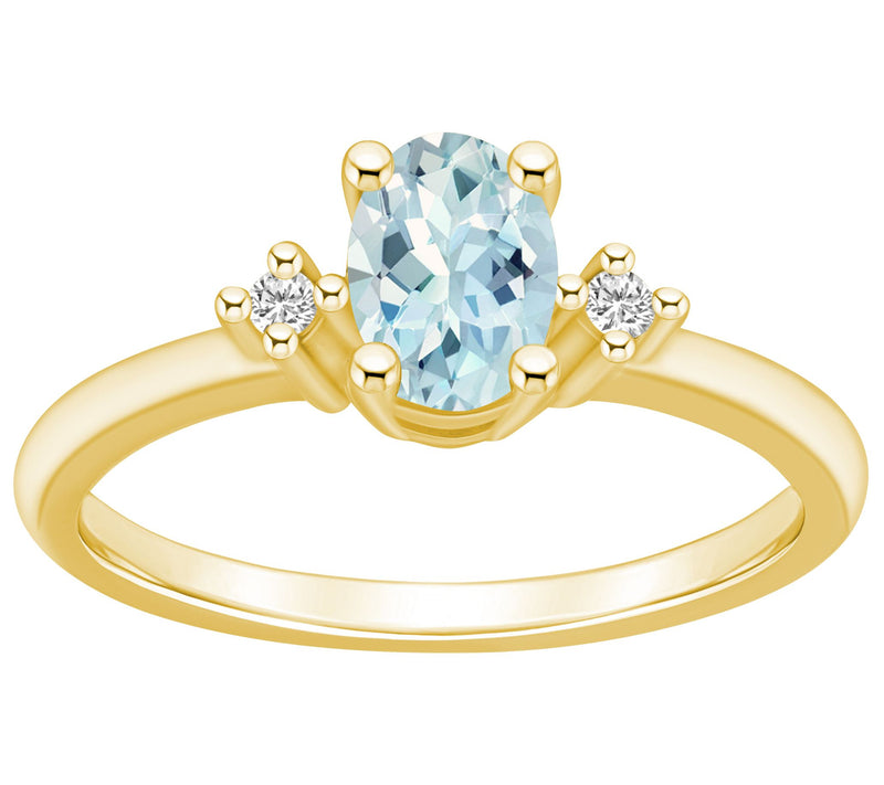 Affinity Gems Oval Gemstone & Diamond Ring, 14K Gold — View 3