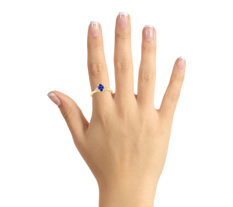 Affinity Gems Oval Gemstone & Diamond Ring, 14K Gold — View 8