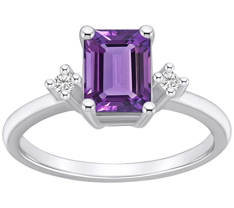 Affinity Gems Emerald-Cut Gemstone & Diamond Ring, 14K — View 3