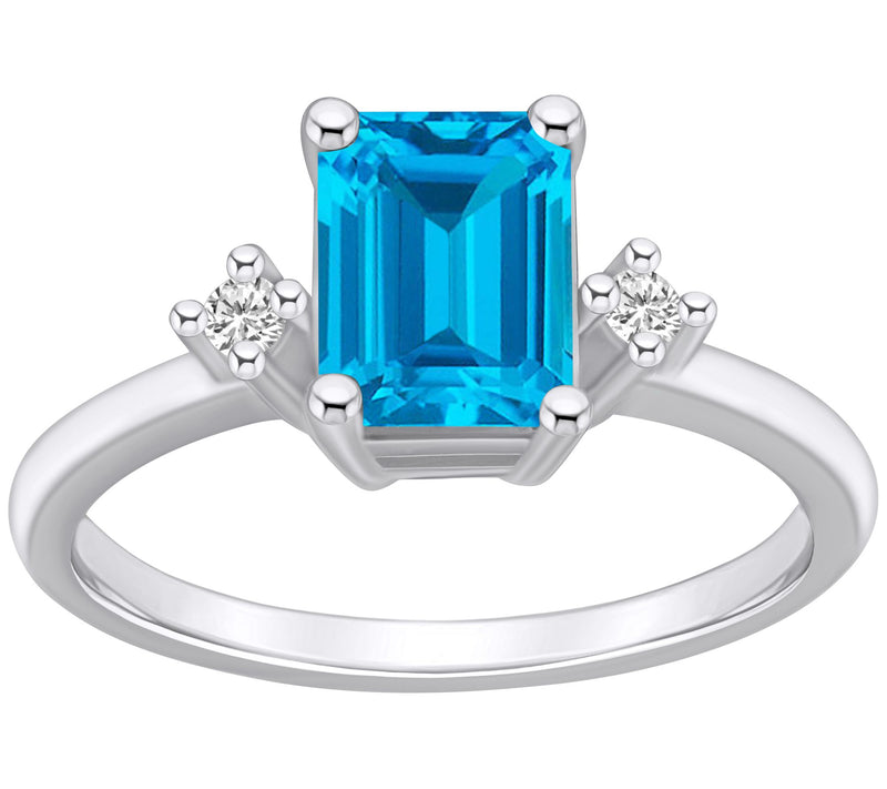 Affinity Gems Emerald-Cut Gemstone & Diamond Ring, 14K — View 7