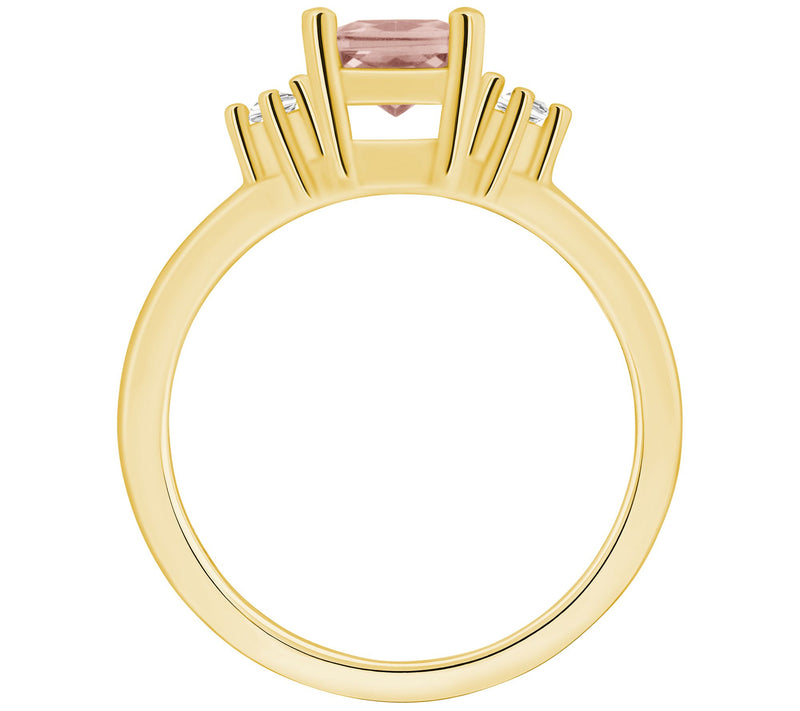 Affinity Gems Emerald-Cut Morganite & Diamond R ing, 14K Gold — View 8