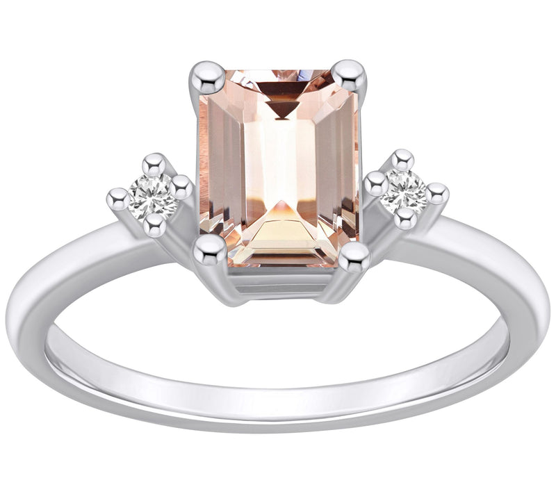 Affinity Gems Emerald-Cut Morganite & Diamond R ing, 14K Gold — View 5