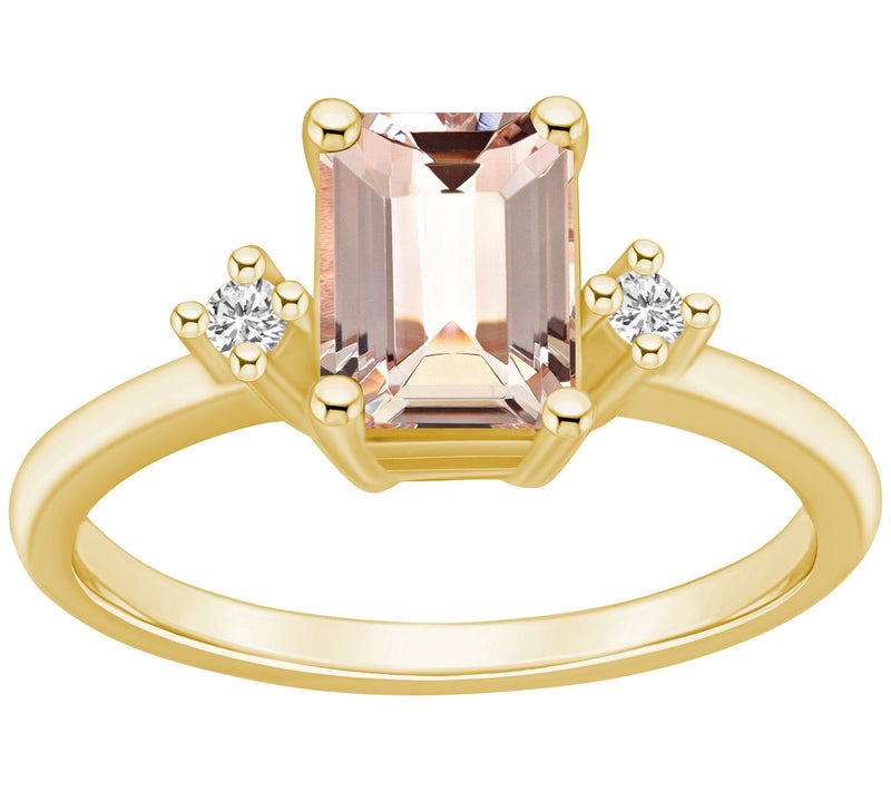 Affinity Gems Emerald-Cut Morganite & Diamond R ing, 14K Gold — View 7