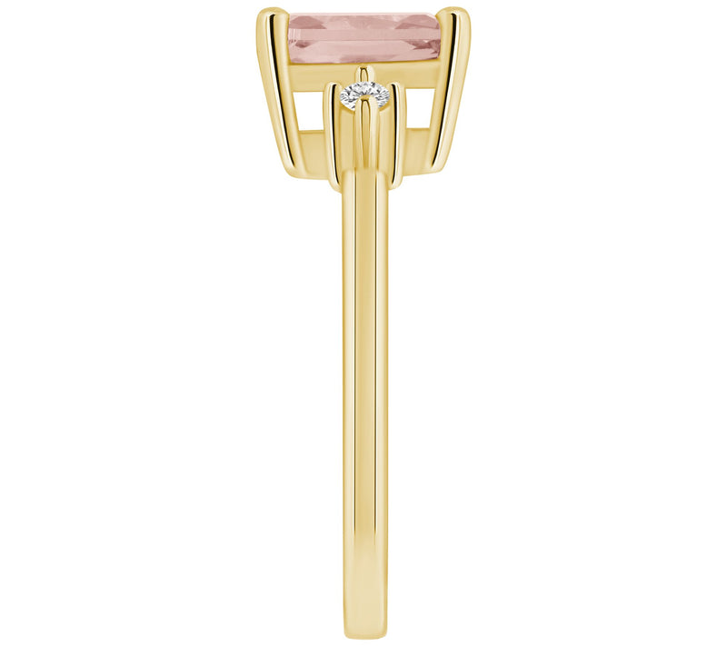 Affinity Gems Emerald-Cut Morganite & Diamond R ing, 14K Gold — View 9