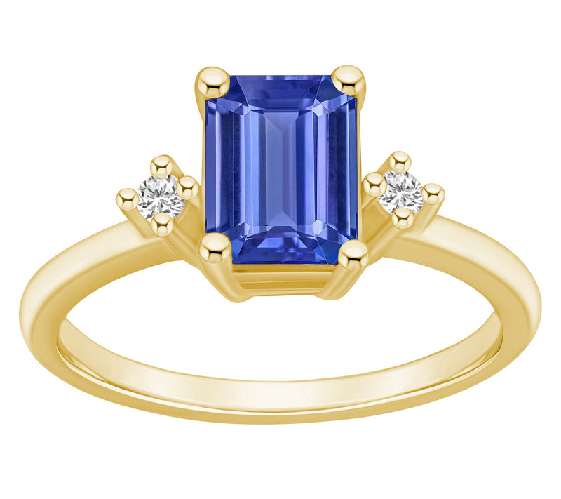 Affinity Gems Emerald-Cut Tanzanite & Diamond Ring, 14K Gold — View 6