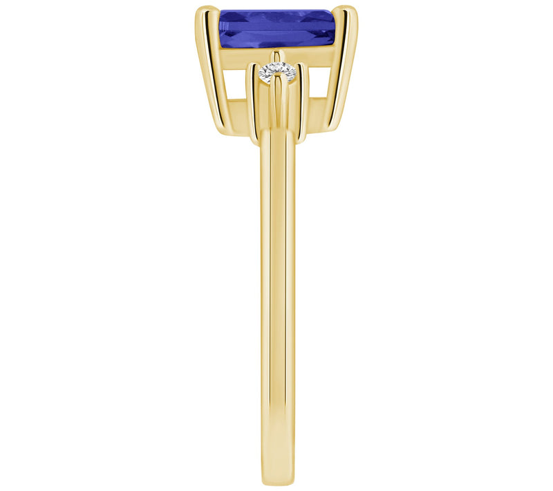Affinity Gems Emerald-Cut Tanzanite & Diamond Ring, 14K Gold — View 3
