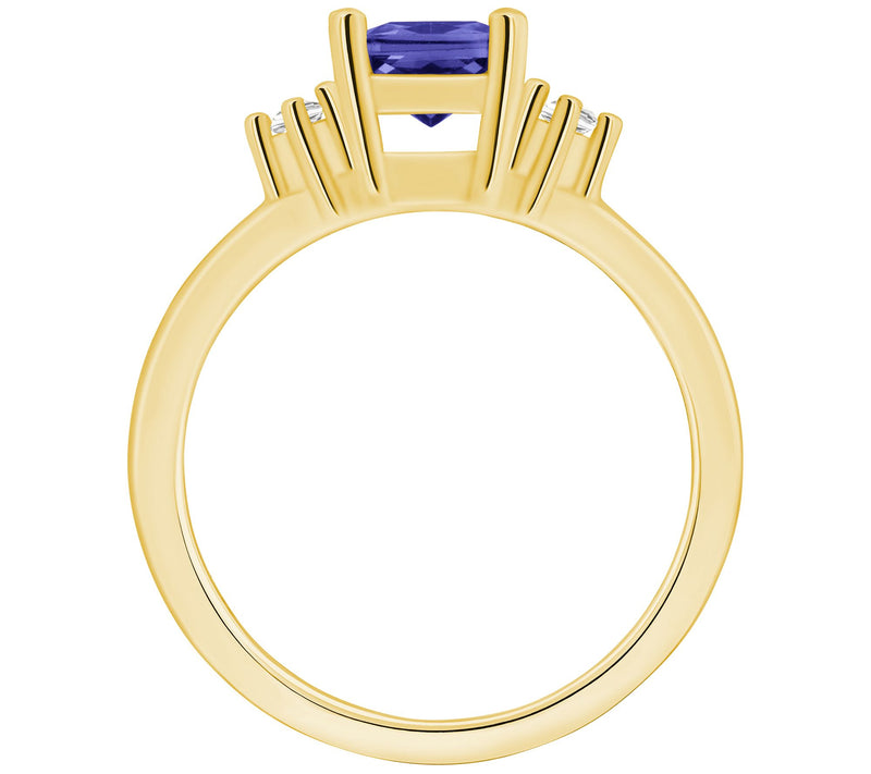 Affinity Gems Emerald-Cut Tanzanite & Diamond Ring, 14K Gold — View 2