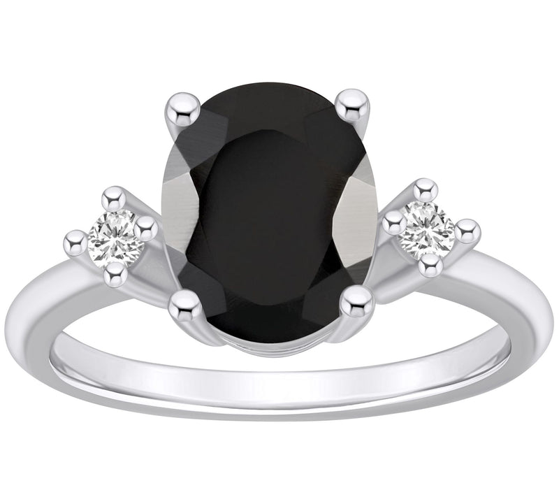 Affinity Gems Oval Gemstone & Diamond Ring, 14 K White Gold — Main view