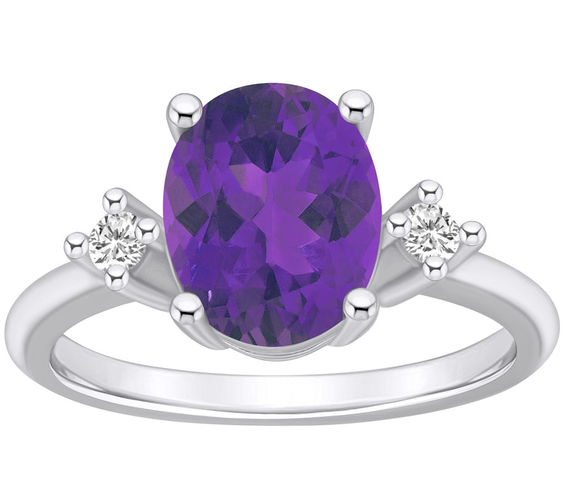 Affinity Gems Oval Gemstone & Diamond Ring, 14 K White Gold — View 3