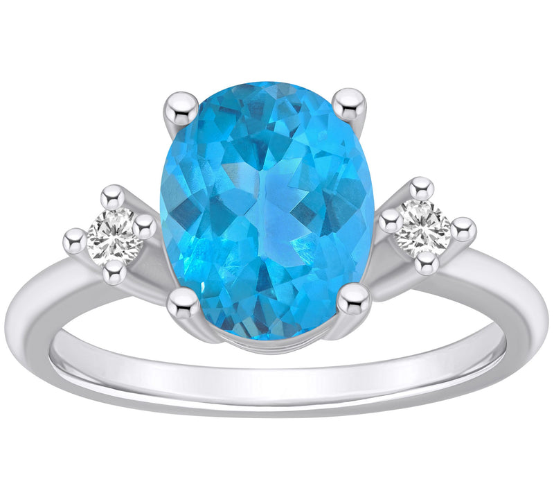 Affinity Gems Oval Gemstone & Diamond Ring, 14 K White Gold — View 7