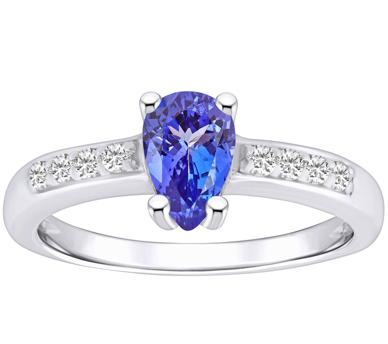 Affinity Gems Pear Cut Tanzanite & Diamond Ring , 14K Gold — Main view