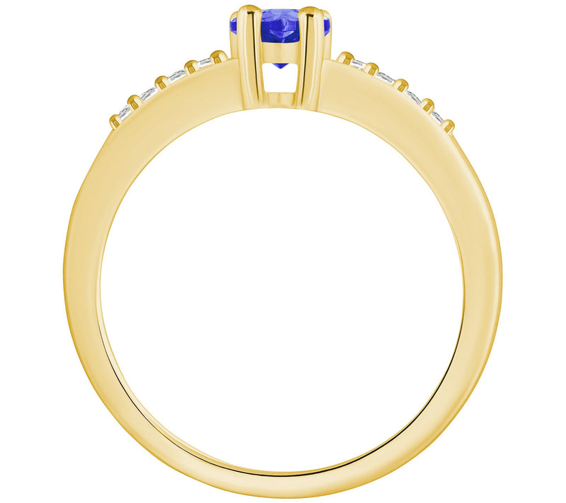Affinity Gems Pear Cut Tanzanite & Diamond Ring , 14K Gold — View 6