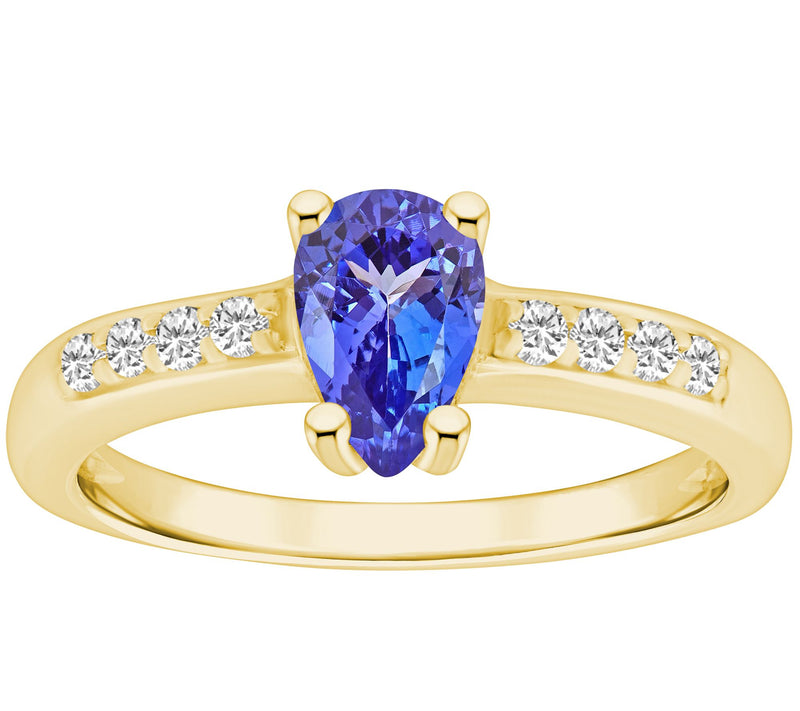 Affinity Gems Pear Cut Tanzanite & Diamond Ring , 14K Gold — View 5