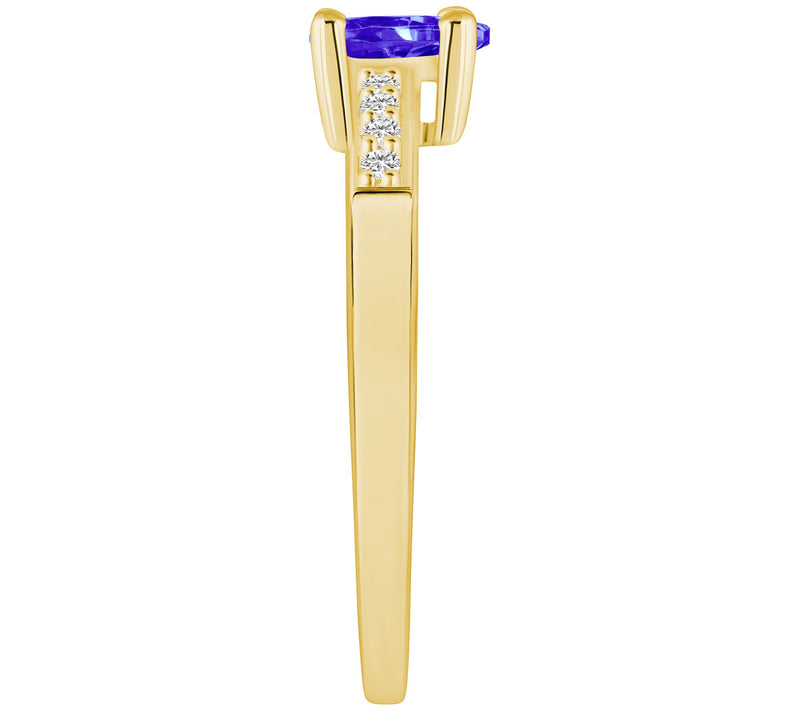 Affinity Gems Pear Cut Tanzanite & Diamond Ring , 14K Gold — View 7