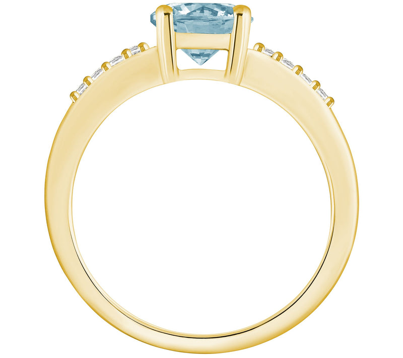 Affinity Gems Round Aquamarine & Diamond Ring, 14K Gold — View 6