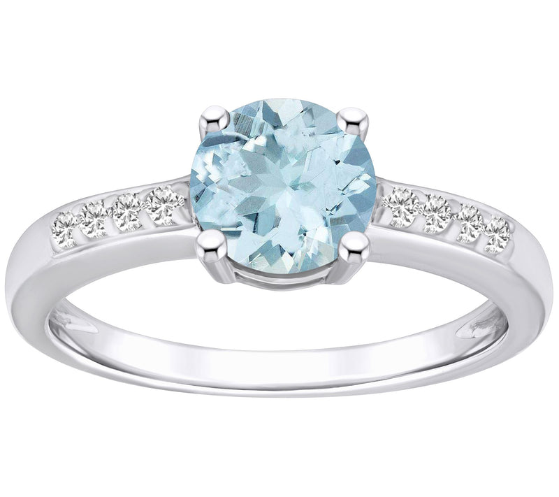 Affinity Gems Round Aquamarine & Diamond Ring, 14K Gold — Main view