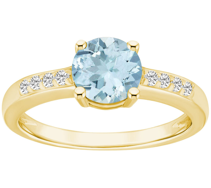 Affinity Gems Round Aquamarine & Diamond Ring, 14K Gold — View 5