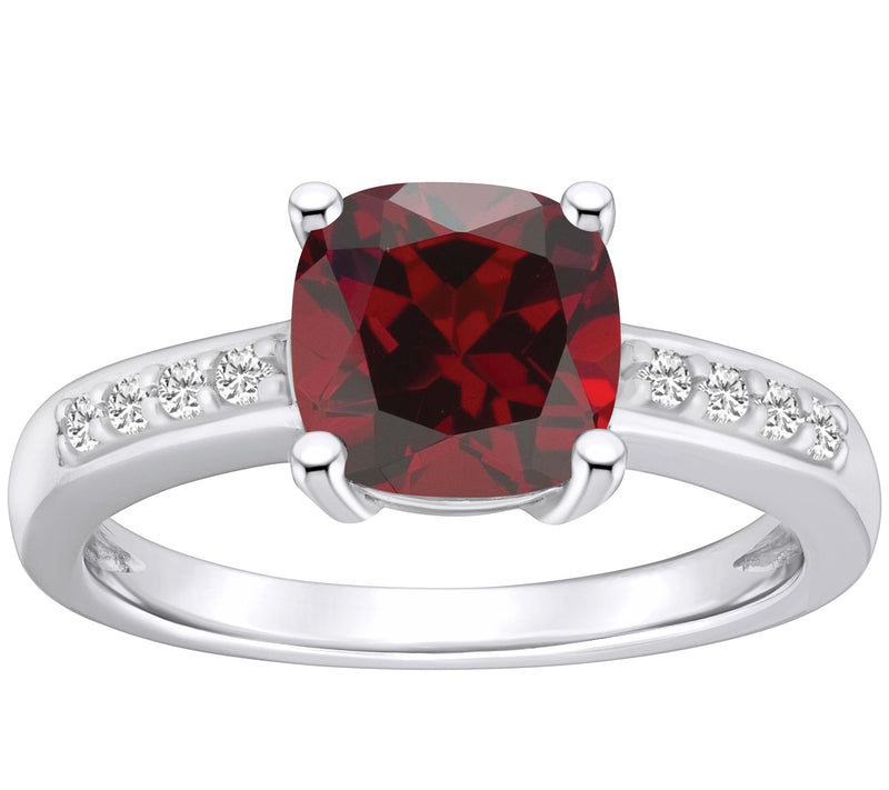 Affinity Gems Cushion Gemstone & Diamond Ring, 14K White Gold — View 9