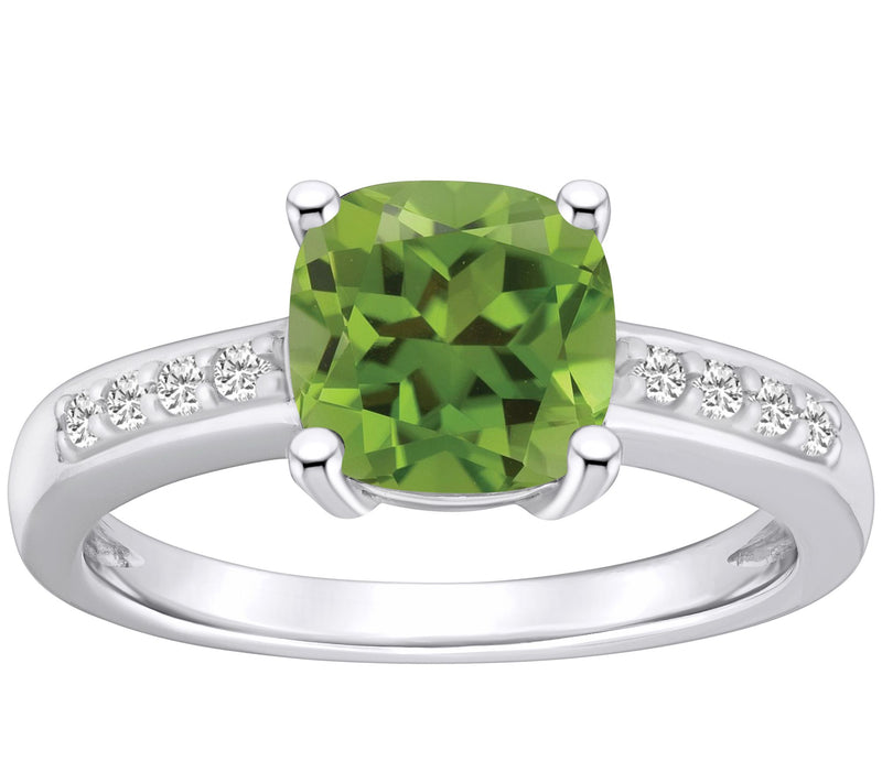 Affinity Gems Cushion Gemstone & Diamond Ring, 14K White Gold — View 11
