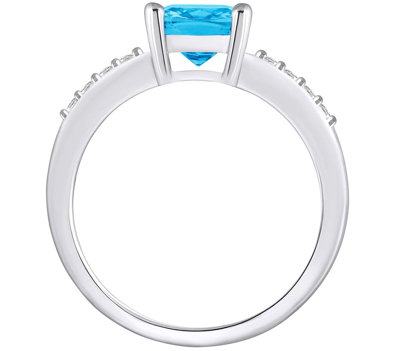 Affinity Gems Cushion Gemstone & Diamond Ring, 14K White Gold — View 12