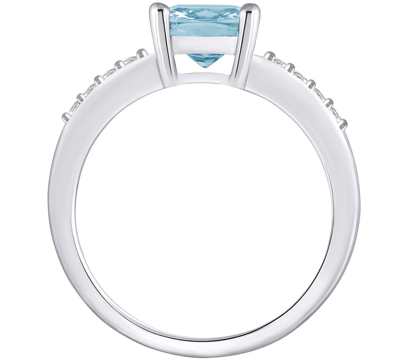 Affinity Gems Cushion Aquamarine & Diamond Ring , 14K Gold — View 6