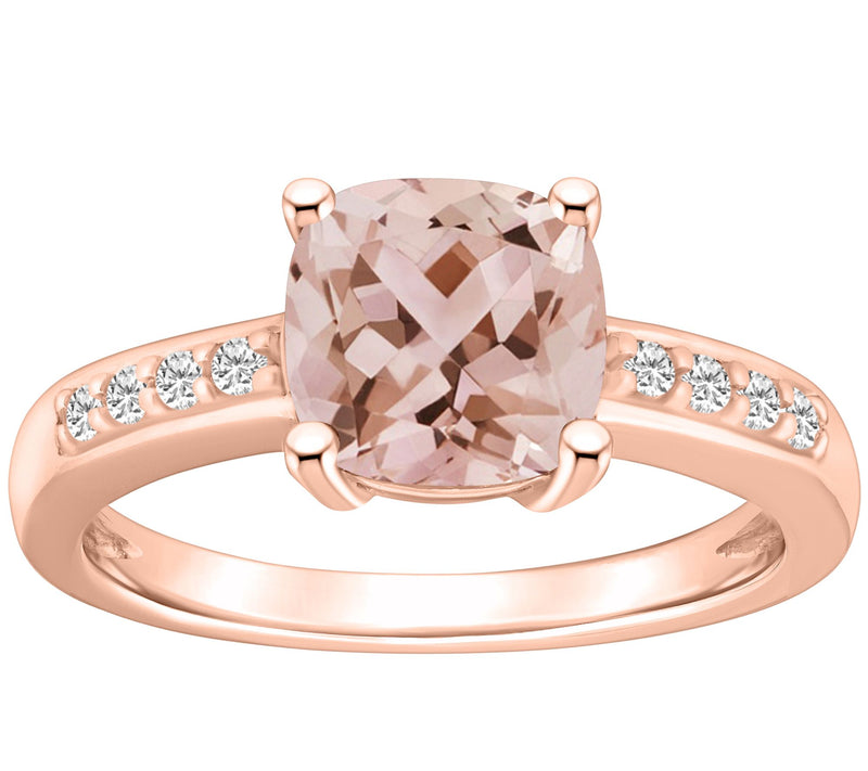 Affinity Gems Cushion Morganite & Diamond Ring, 14K Gold — View 3