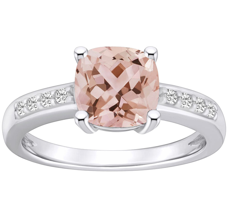 Affinity Gems Cushion Morganite & Diamond Ring, 14K Gold — View 5