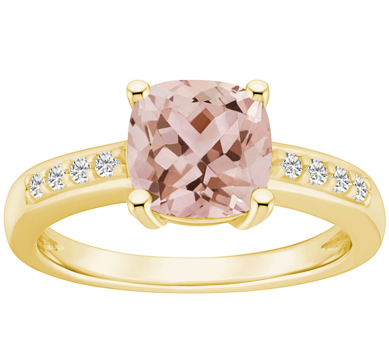 Affinity Gems Cushion Morganite & Diamond Ring, 14K Gold — View 7