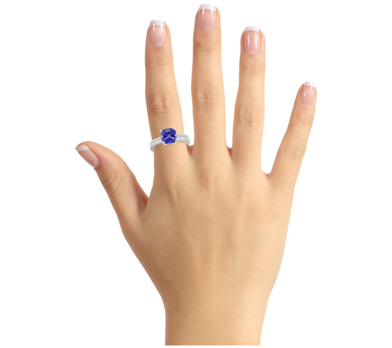 Affinity Gems Cushion Tanzanite & Diamond Ring, 14K Gold — View 8