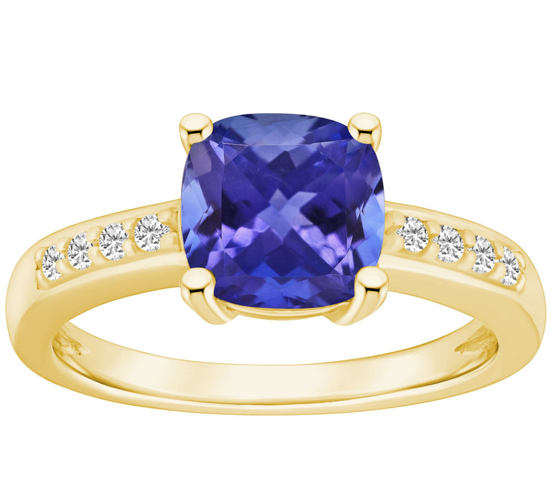 Affinity Gems Cushion Tanzanite & Diamond Ring, 14K Gold — View 5