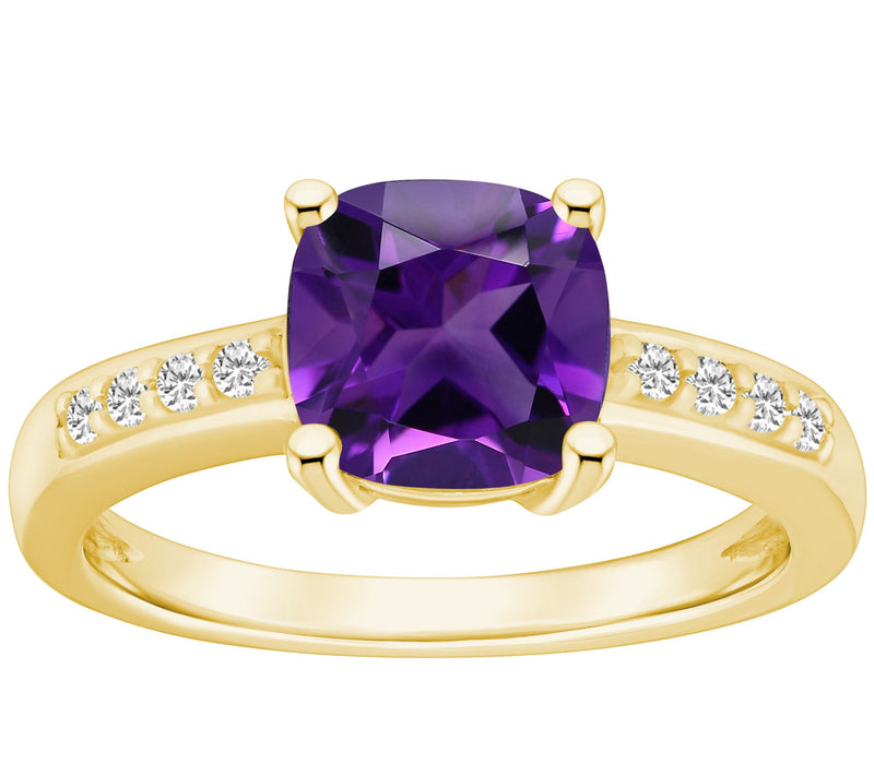 Affinity Gems Cushion Gemstone & Diamond Ring, 14K Gold — View 3