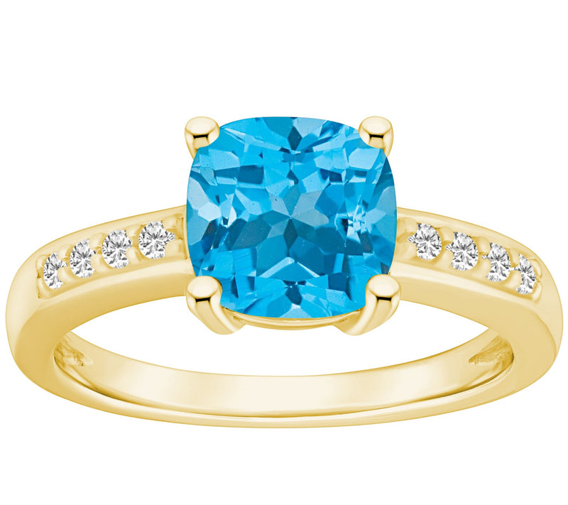 Affinity Gems Cushion Gemstone & Diamond Ring, 14K Gold — View 5